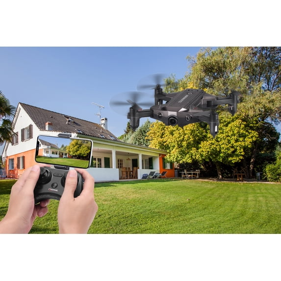 Voyage Aeronautics 7 Inch HD Streaming Drone with Wide-Angle Lens in Black