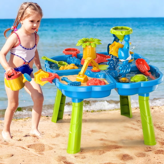 Dinosaur Planet Sand Water Table for Toddlers, 4 in 1 Sand Table and Water Play Table