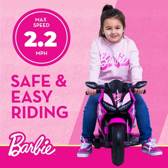 6V Barbie Motorcycle Ride on, Max 1 mph