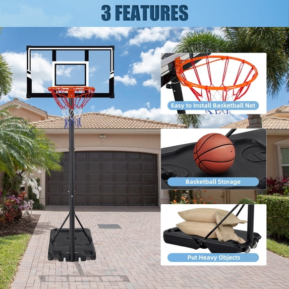 Portable Basketball Hoop Outdoor, SEGMART 4.9Ft-10Ft Height Adjustable Swimming Pool