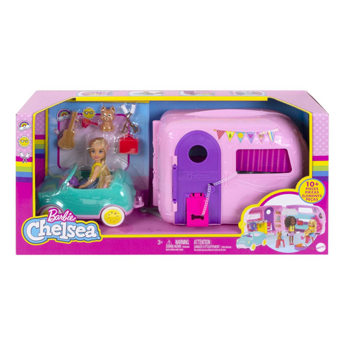 Barbie Club Chelsea Pink Camper Playset, Blonde Small Doll