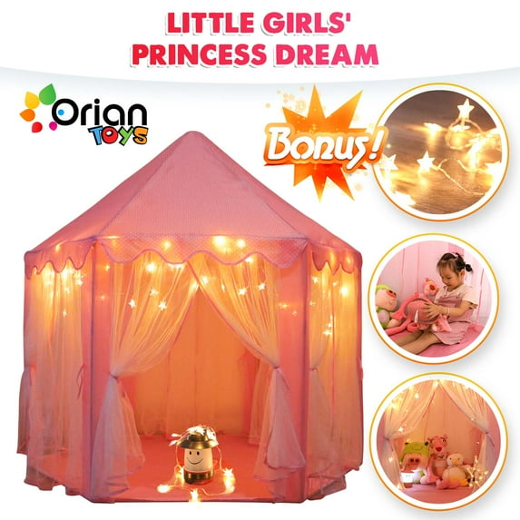 Princess Castle Playhouse Tent for Girls with LED Star Lights