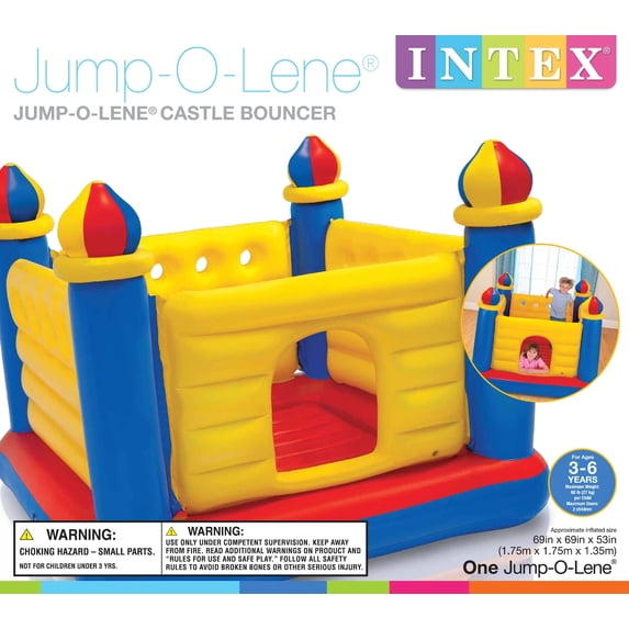 Intex Inflatable Colorful Jump-O-Lene Kids Ball Pit Castle Bouncer