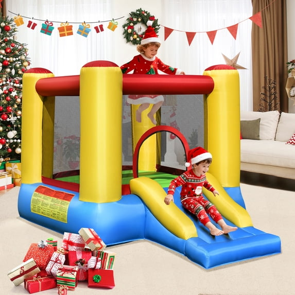 Costway Inflatable Bouncer Kids Bounce House Jumping Castle Slide with 370W Blower