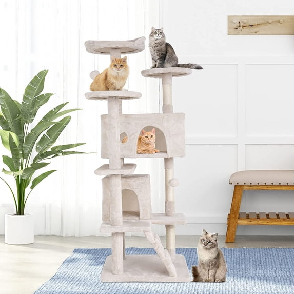 BestPet 54in Kitten Activity House with Cat Scratching Posts Stand House Cat Condo with Funny Toys
