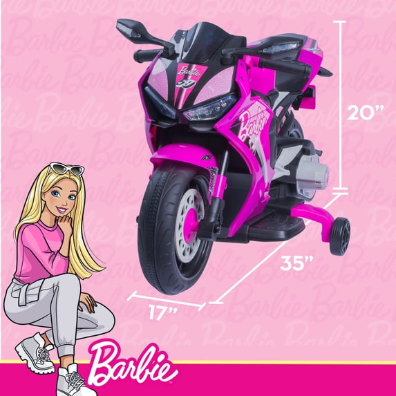 6V Barbie Motorcycle Ride on, Max 1 mph