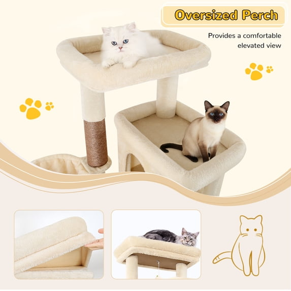 Globlazer 78" Multi-Level Large Cat Tree and Tower Condo for Indoor Cats with Sisal Scratching Posts