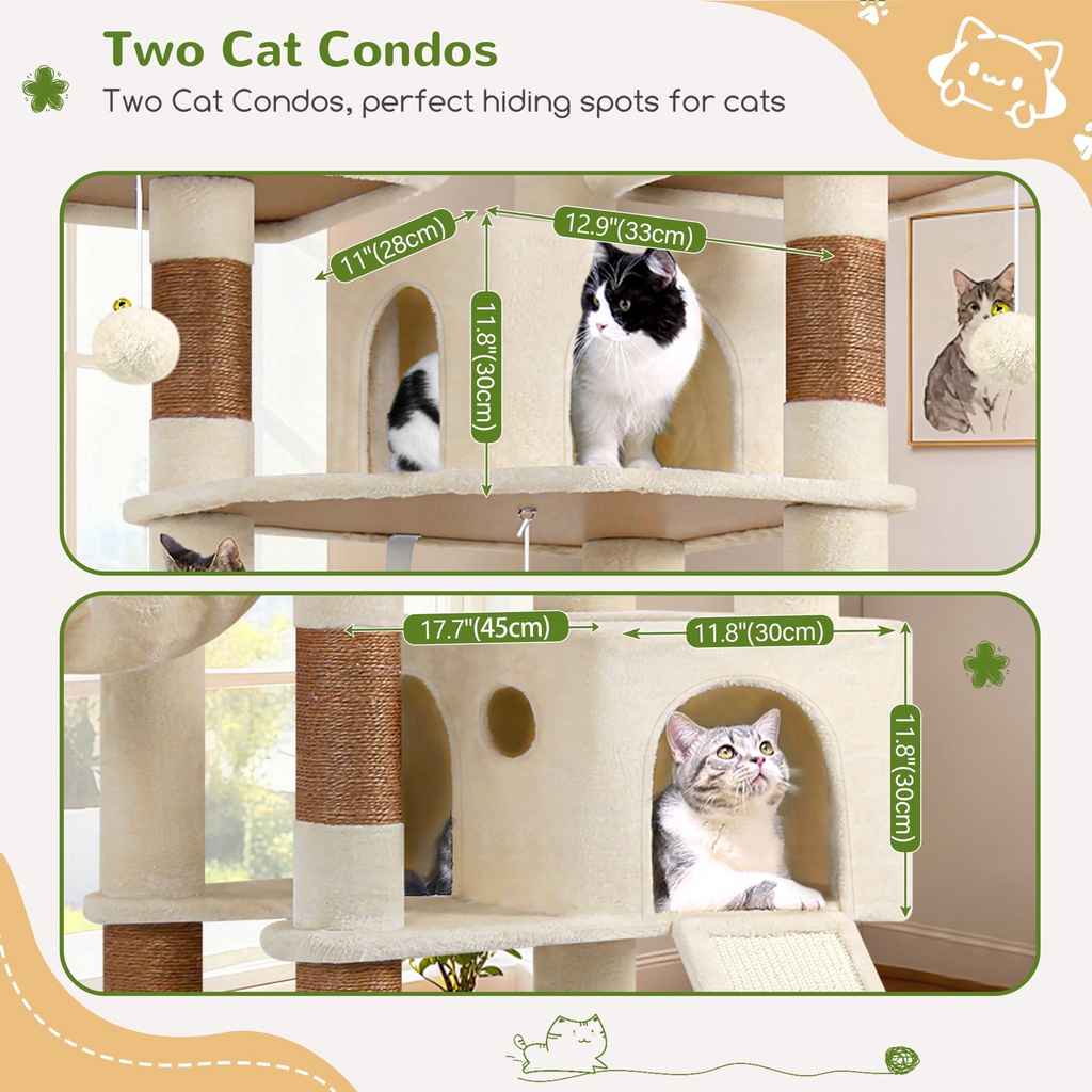 Globlazer 83'' Multi-Level Large Cat Tree Tower for Indoor Cats with Sisal Scratching Post