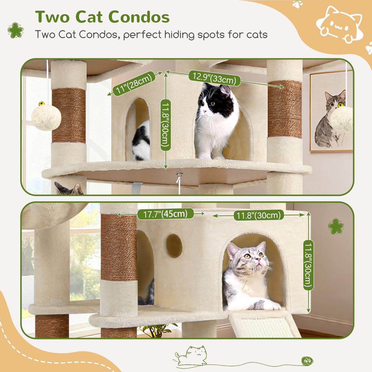 Globlazer 83'' Multi-Level Large Cat Tree Tower for Indoor Cats with Sisal Scratching Post