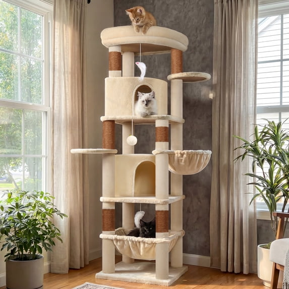 Globlazer 68" Large Corner Cat Tree Tower Condo for Cats with 6 Sisal Scratching Posts