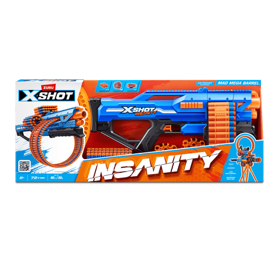 XSHOT Insanity Mad Mega Barrel (72 Darts), Air Pocket Technology, Outdoor blaster