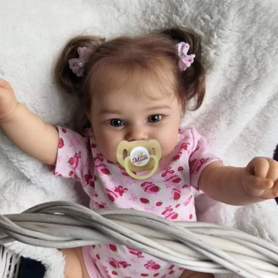 RSG 20 Inch Reborn Baby Doll, Lifelike Adorable Smiling Hand-Rooted Hair Doll