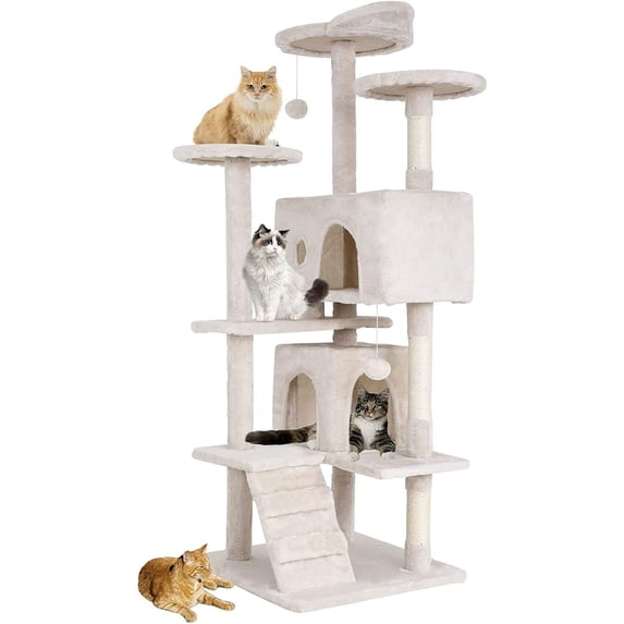 BestPet 54in Kitten Activity House with Cat Scratching Posts Stand House Cat Condo with Funny Toys