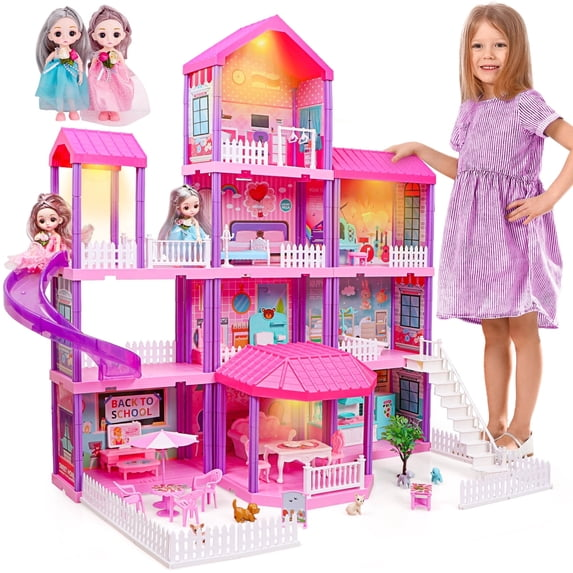 Carsky 36 inch Dollhouse Playset Girl Toys, 11 Rooms with Doll Toy Figures Toddler Playhouse Christmas Birthday Gifts