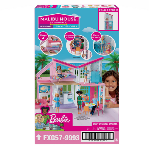 Barbie Malibu House Dollhouse Playset with 25+ Furniture