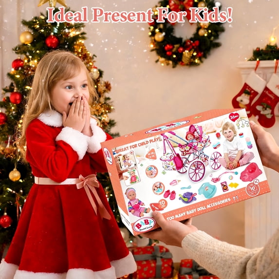 LINXUXIE Baby Doll Stroller Toys Set, Montessori Education for Kids