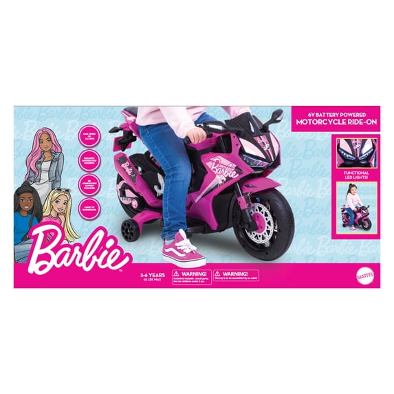 6V Barbie Motorcycle Ride on, Max 1 mph
