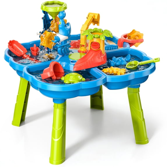 Dinosaur Planet Sand Water Table for Toddlers, 4 in 1 Sand Table and Water Play Table
