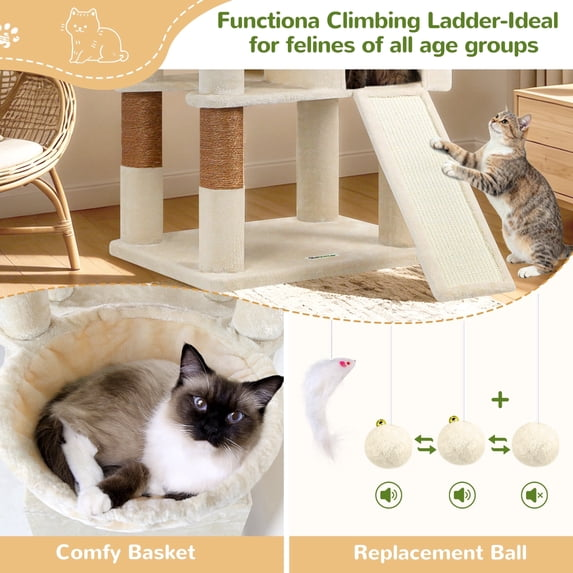 Globlazer 83'' Multi-Level Large Cat Tree Tower for Indoor Cats with Sisal Scratching Post