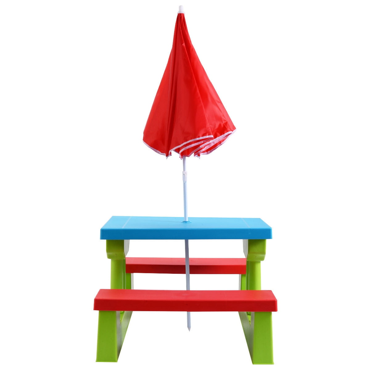 Costway 4 Seat Kids Picnic Table with Umbrella Garden Children Bench Outdoor