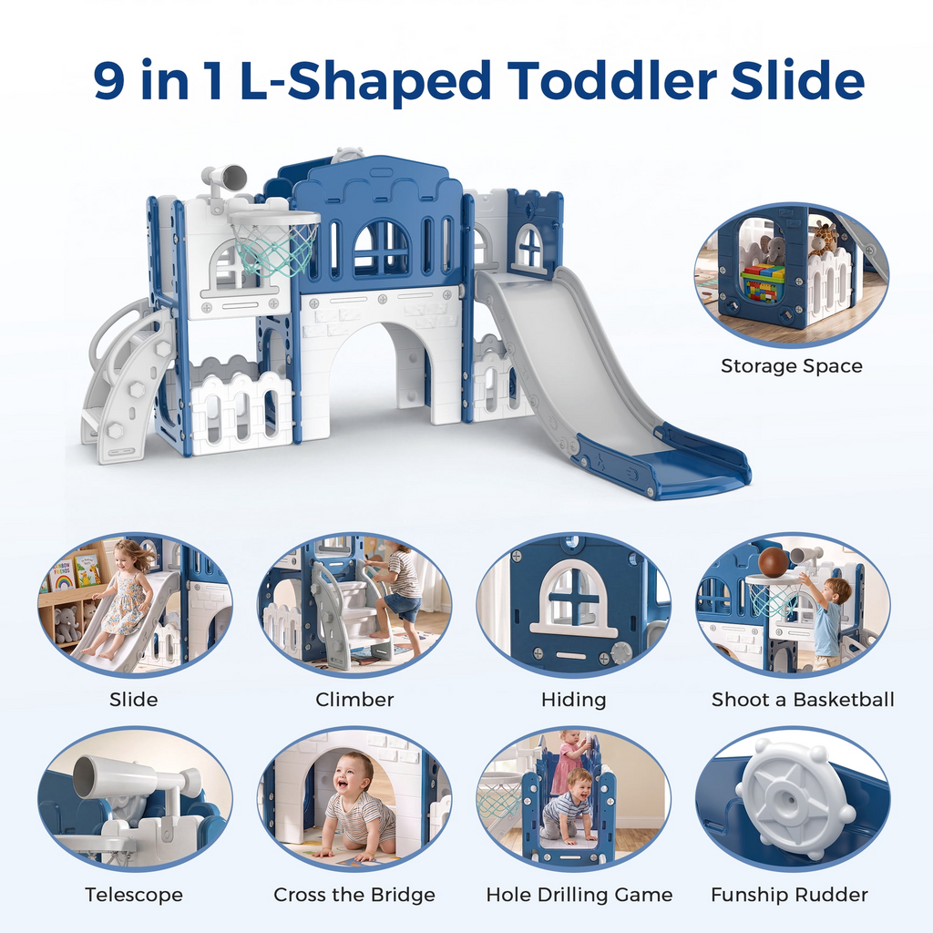Vipuse 9 in 1 Toddler Slide Playset for Kids IndoorOutdoor