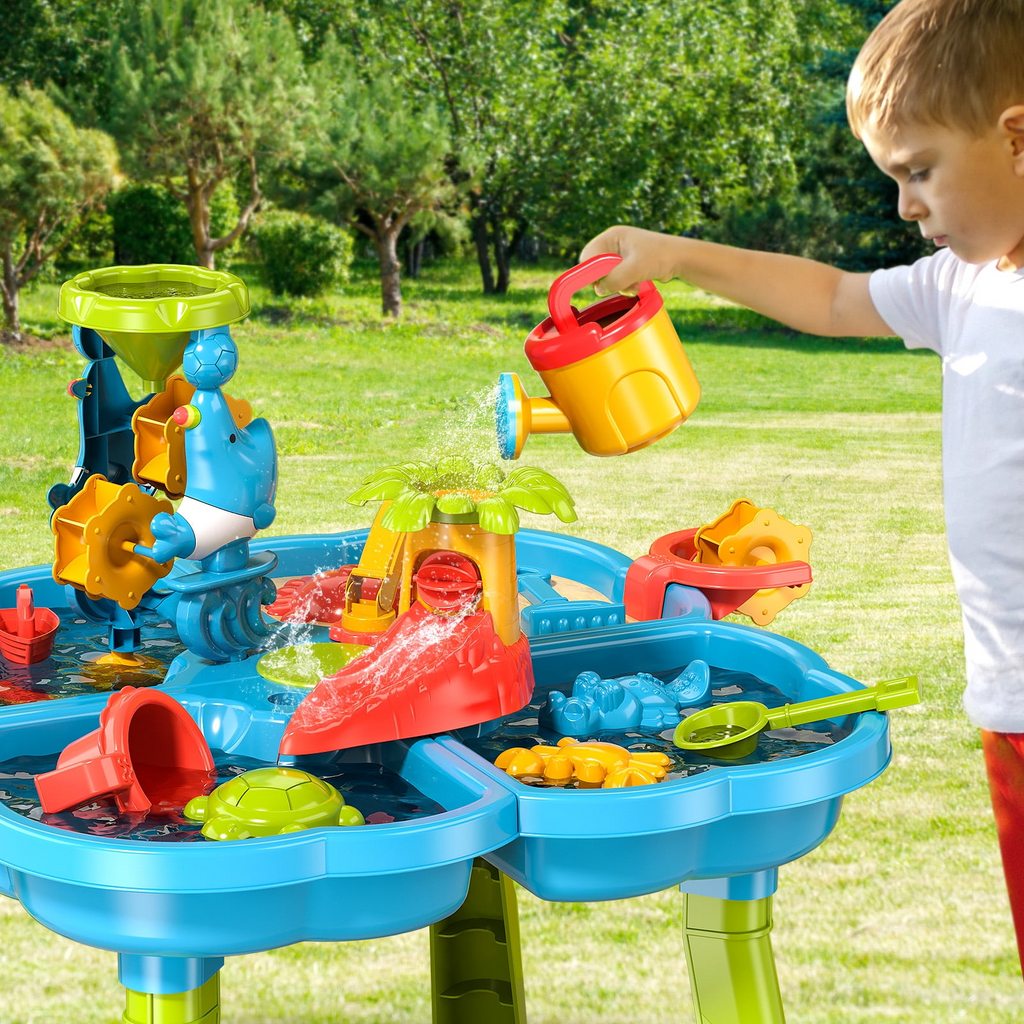 Dinosaur Planet Sand Water Table for Toddlers, 4 in 1 Sand Table and Water Play Table