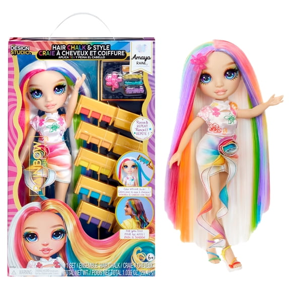 Rainbow High Hair Chalk & Style Amaya - Rainbow 11” Doll, Washable Rainbow Hair Chalk