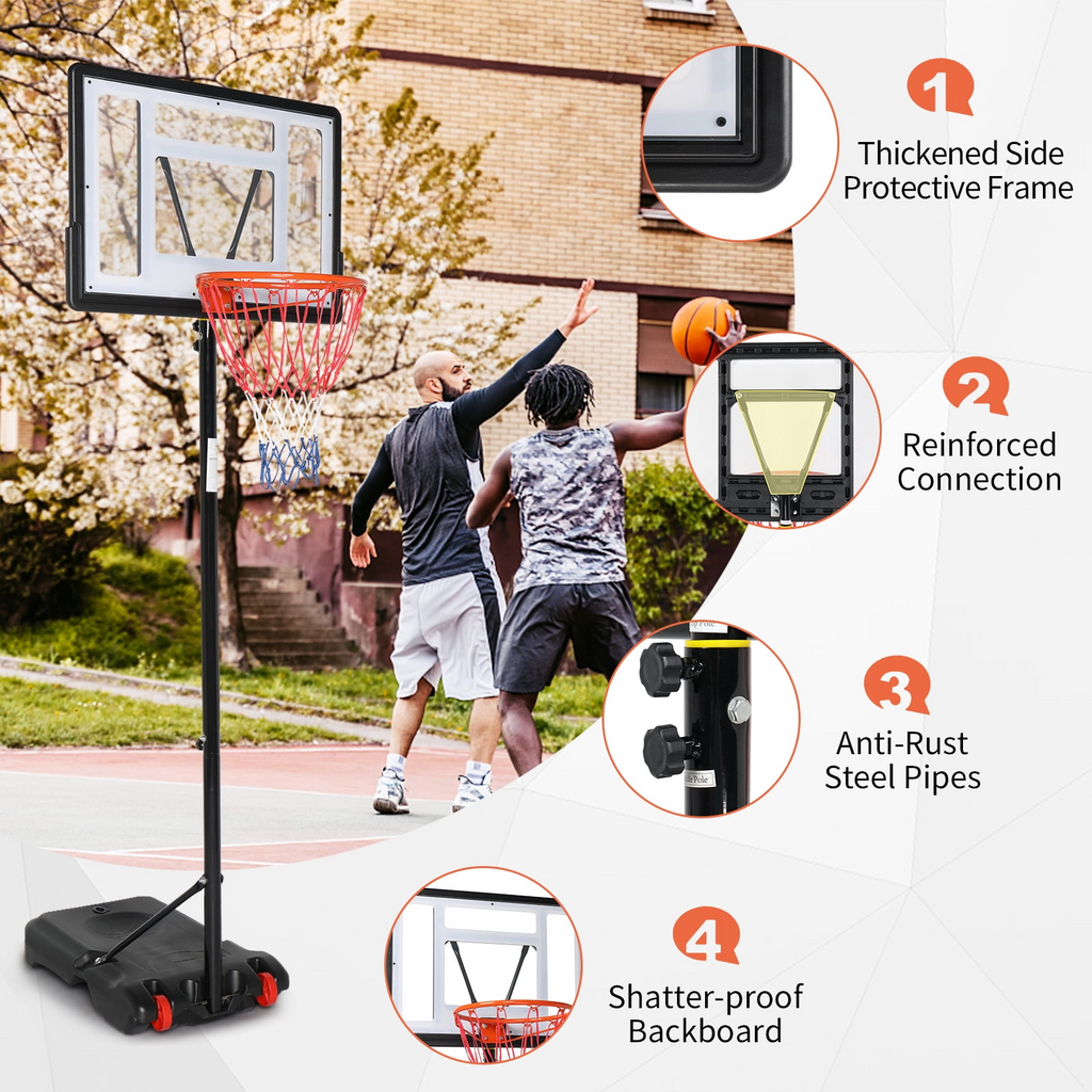 Ktaxon 33 In. Portable Basketball Hoop Stand, 6.5-8 ft Adjustable Basketball Goal System