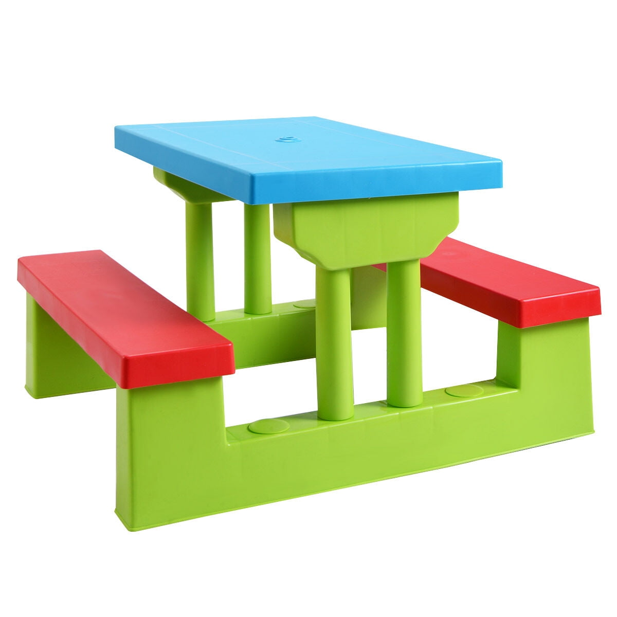 Costway 4 Seat Kids Picnic Table with Umbrella Garden Children Bench Outdoor