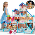JoyStone Dollhouse with Warm Light, Pretend Play 14 Rooms DIY Playhouse