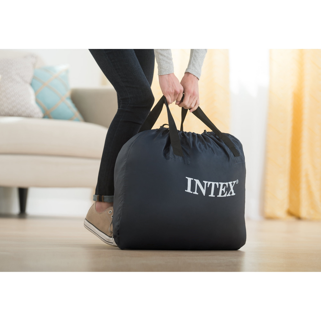 Intex Headboard 18" Queen Dura-Beam Deluxe Raised Air Bed Mattress with Built-in Pump