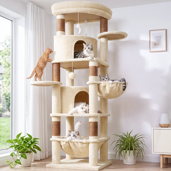 Globlazer 68" Large Corner Cat Tree Tower Condo for Cats with 6 Sisal Scratching Posts