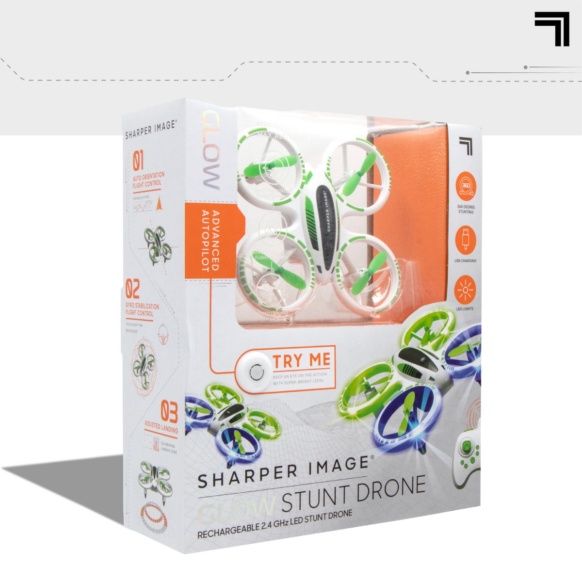 Sharper Image Stunt Drone for Kids with LED Lights, Assisted Landing, and 2.4GHz Remote Control