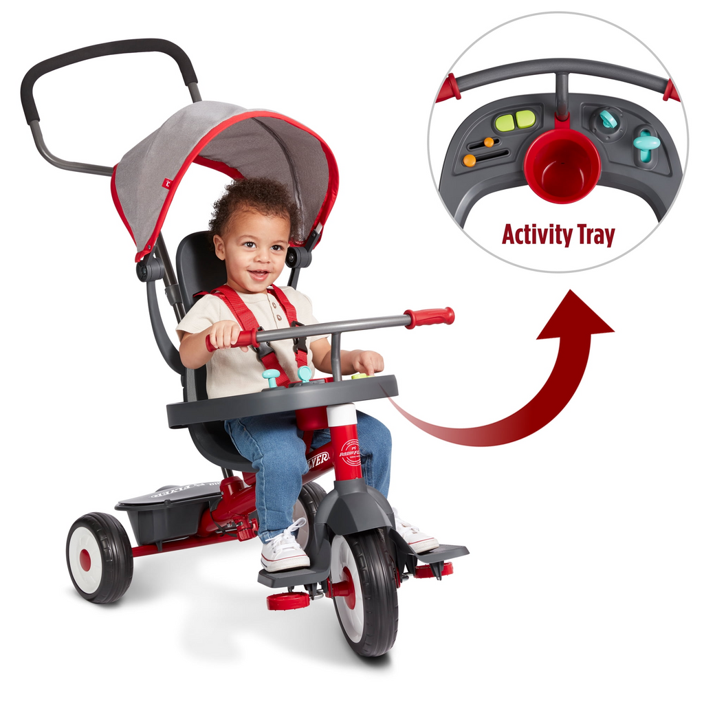 Radio Flyer 4-in-1 Activity Stroll 'N Trike with Interactive Tray