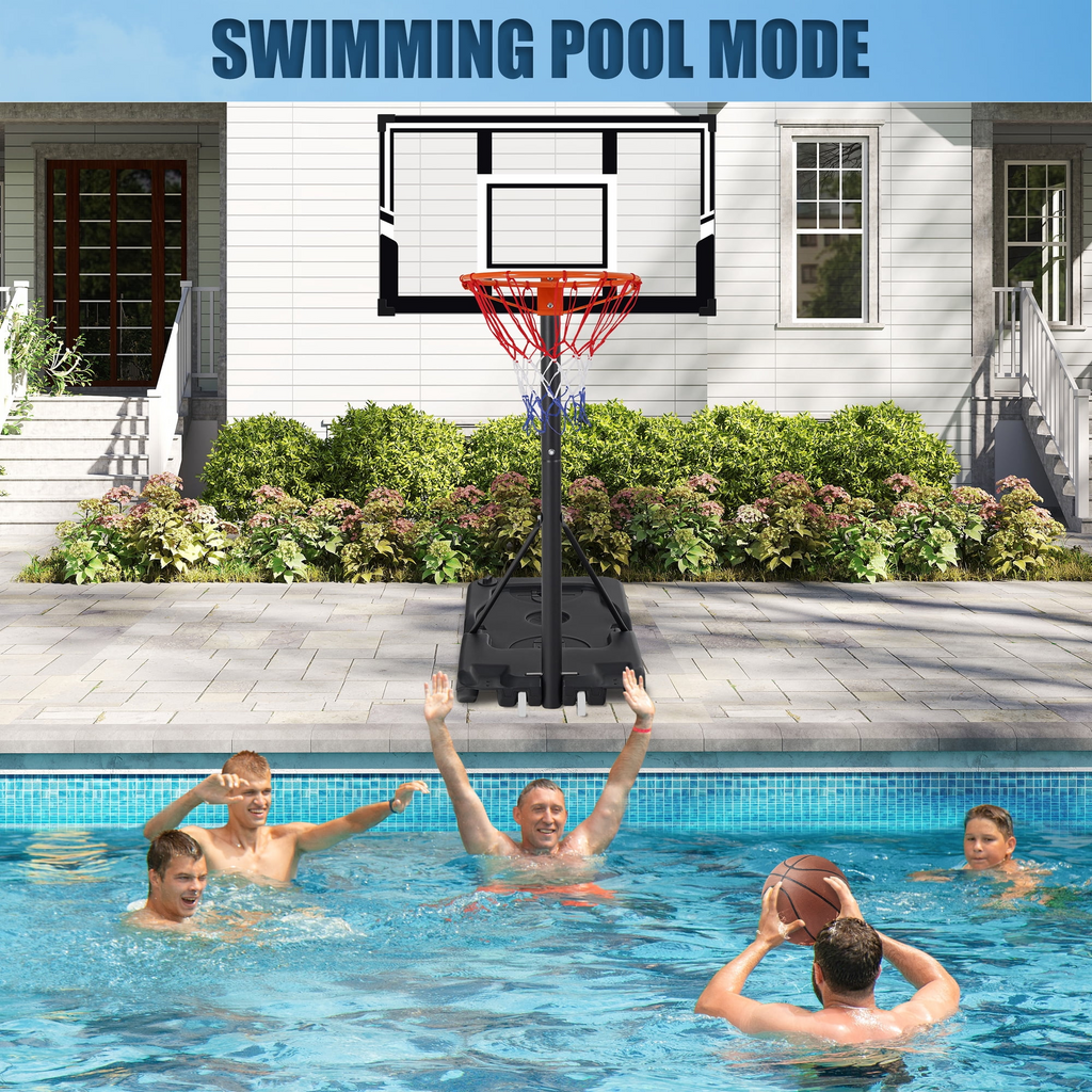Portable Basketball Hoop Outdoor, SEGMART 4.9Ft-10Ft Height Adjustable Swimming Pool