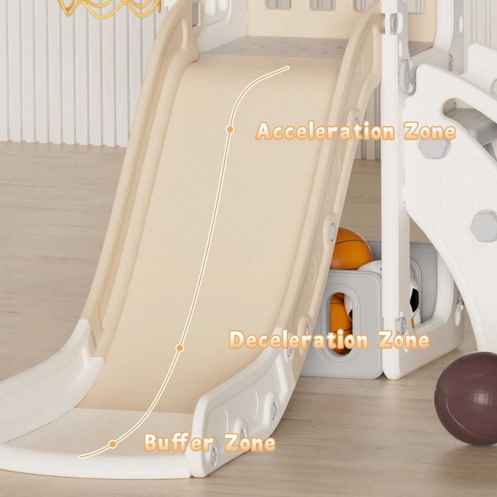 XJD 5 in 1 Toddler Slide, Kids Climber Slide with Basketball Hoop and Ball, Indoor Outdoor Playset