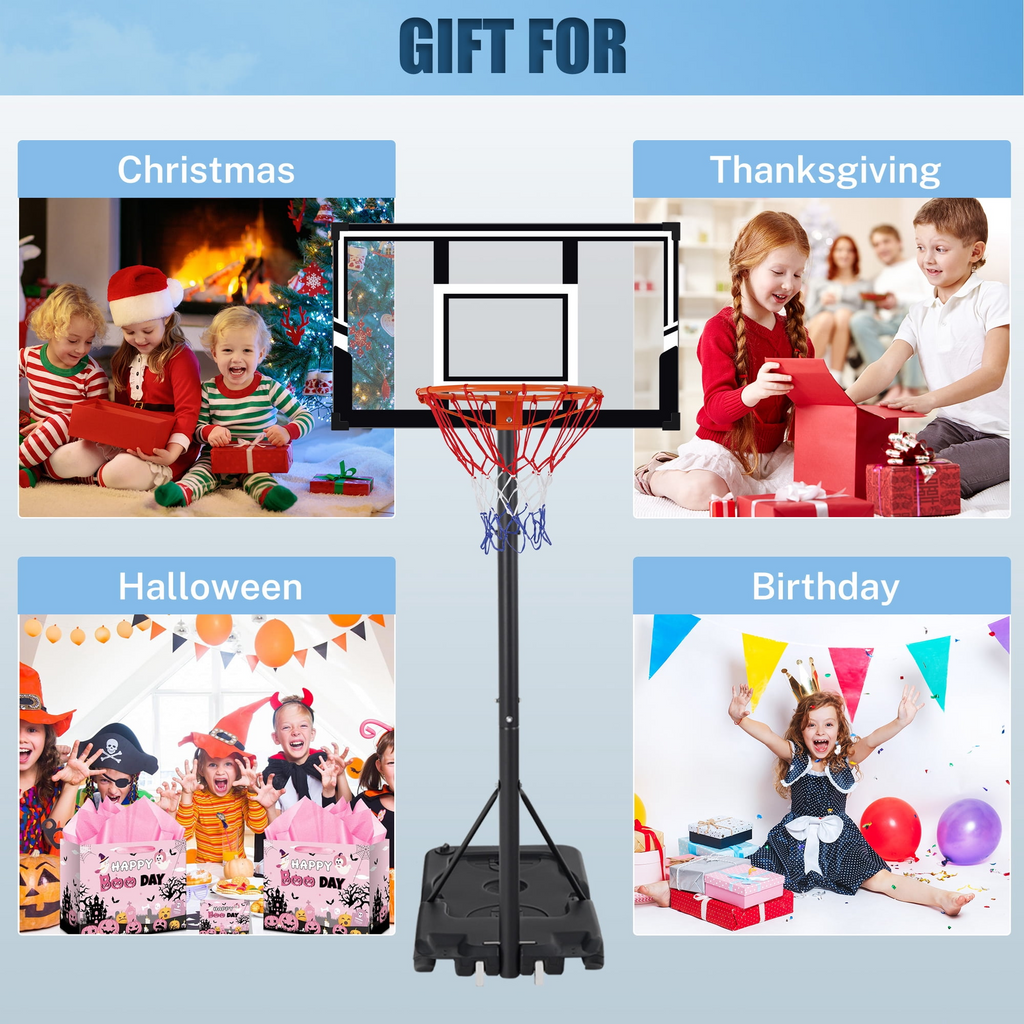 Portable Basketball Hoop Outdoor, SEGMART 4.9Ft-10Ft Height Adjustable Swimming Pool
