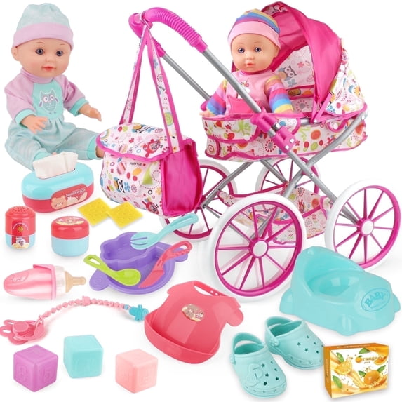 LINXUXIE Baby Doll Stroller Toys Set, Montessori Education for Kids