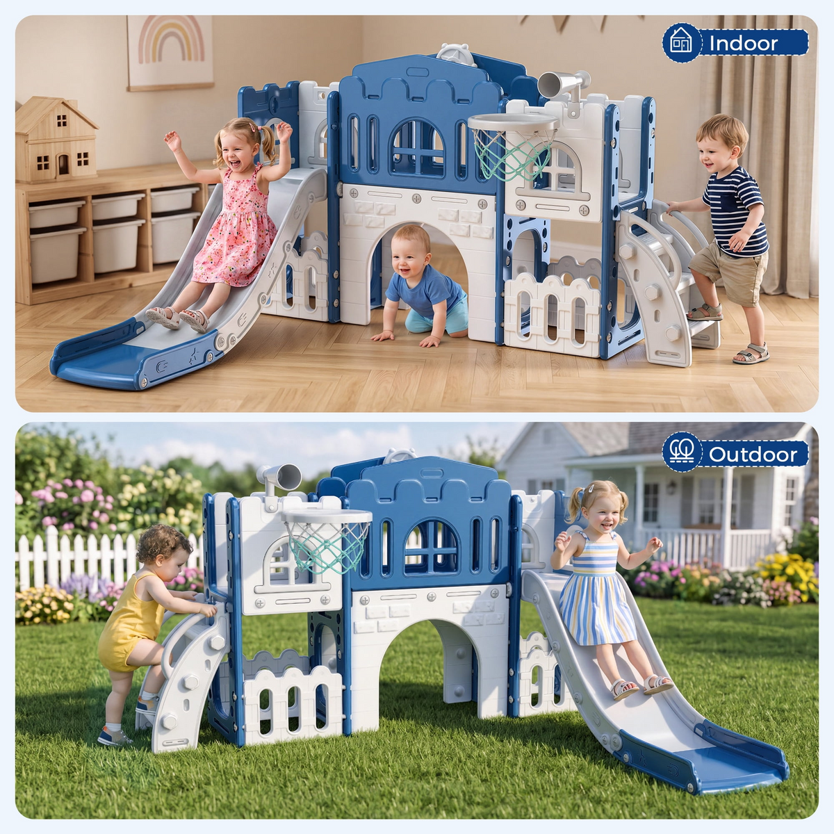 Vipuse 9 in 1 Toddler Slide Playset for Kids IndoorOutdoor