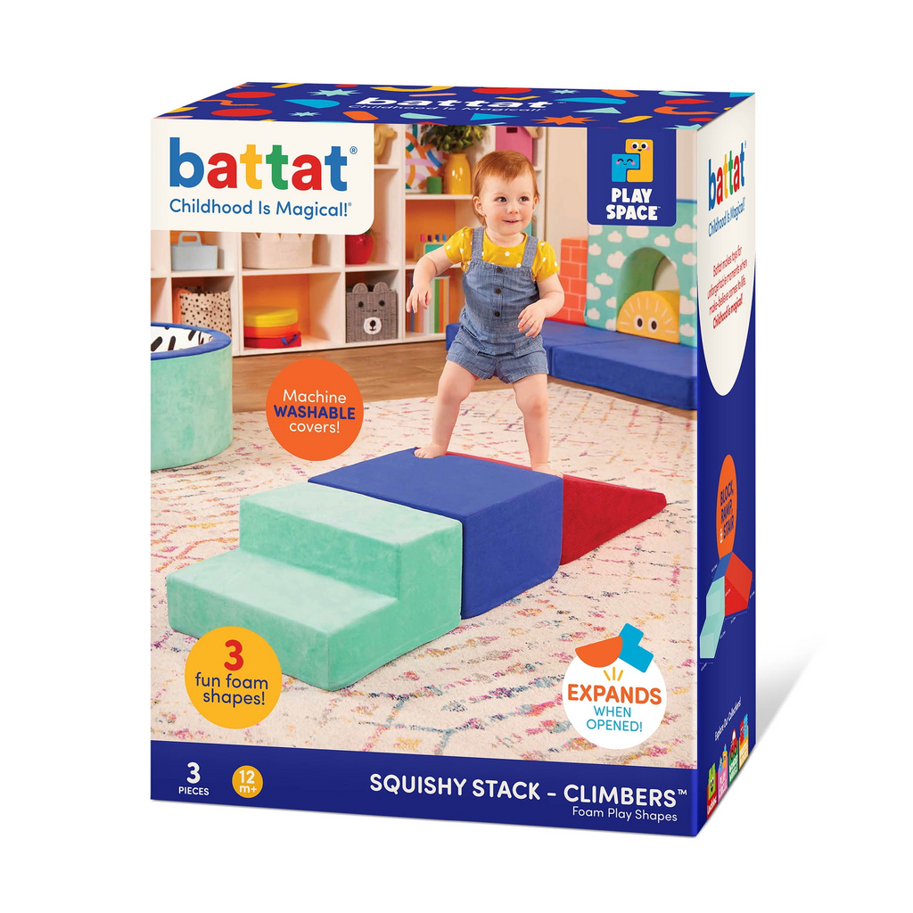 Battat Squishy Stack Climbers 3 Foam Multicolor Play Shapes