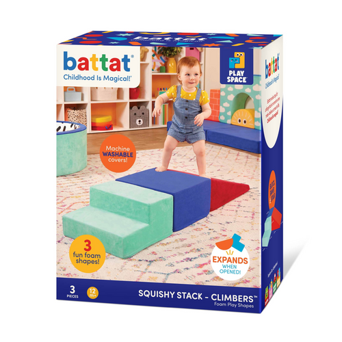Battat Squishy Stack Climbers 3 Foam Multicolor Play Shapes