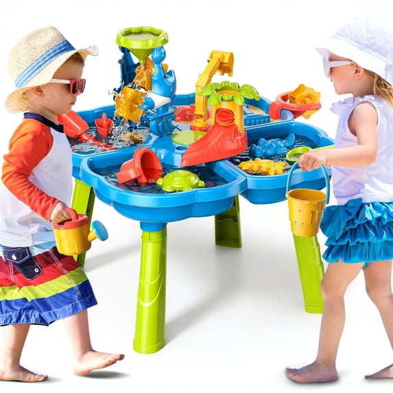 Dinosaur Planet Sand Water Table for Toddlers, 4 in 1 Sand Table and Water Play Table