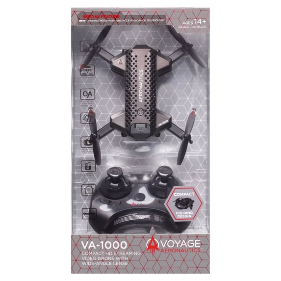 Voyage Aeronautics 7 Inch HD Streaming Drone with Wide-Angle Lens in Black