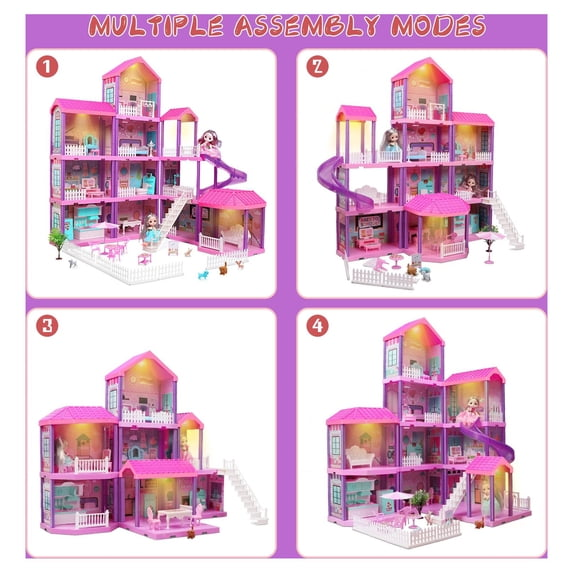 Carsky 36 inch Dollhouse Playset Girl Toys, 11 Rooms with Doll Toy Figures Toddler Playhouse Christmas Birthday Gifts